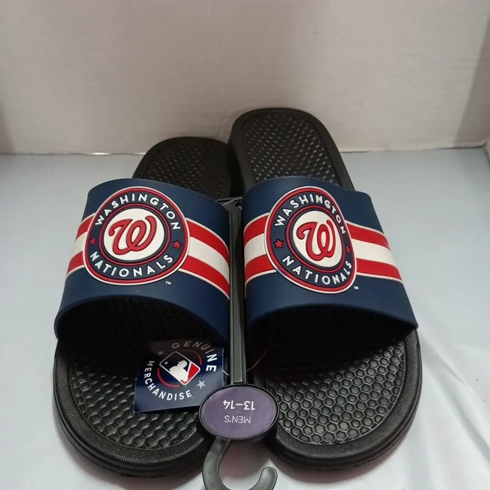 Washington Nationals FOCO Stripe Raised Slides Sandals‎ Men’s US M 13-14